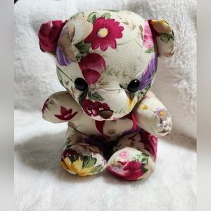 Vtg Drummers West Teddy Bear, Floral Flowers . 1988. 🪻🪷🏵